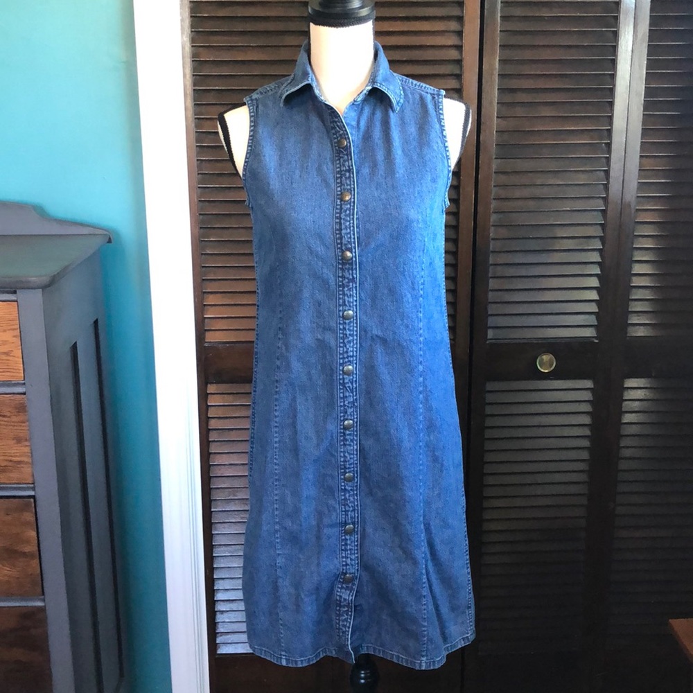 2/$20 L. L. Bean Denim Jumper Dress Size 4